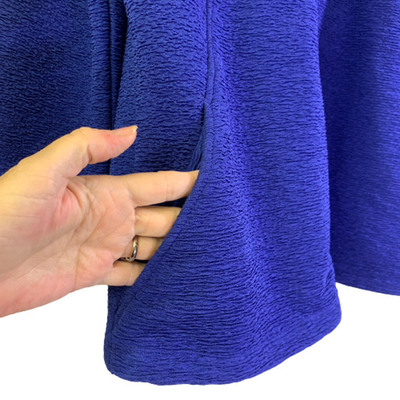 CHICO'S Cobalt Blue Textured Zipper Cardigan Sweater‎ - Picture 7 of 13